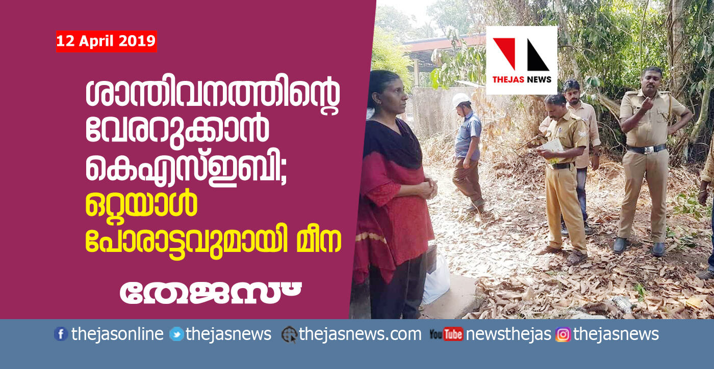 ശാന്തിവനത്തിന്റെ വേരറുക്കാന്‍ കെഎസ്ഇബി;  ഒറ്റയാള്‍ പോരാട്ടവുമായി മീന