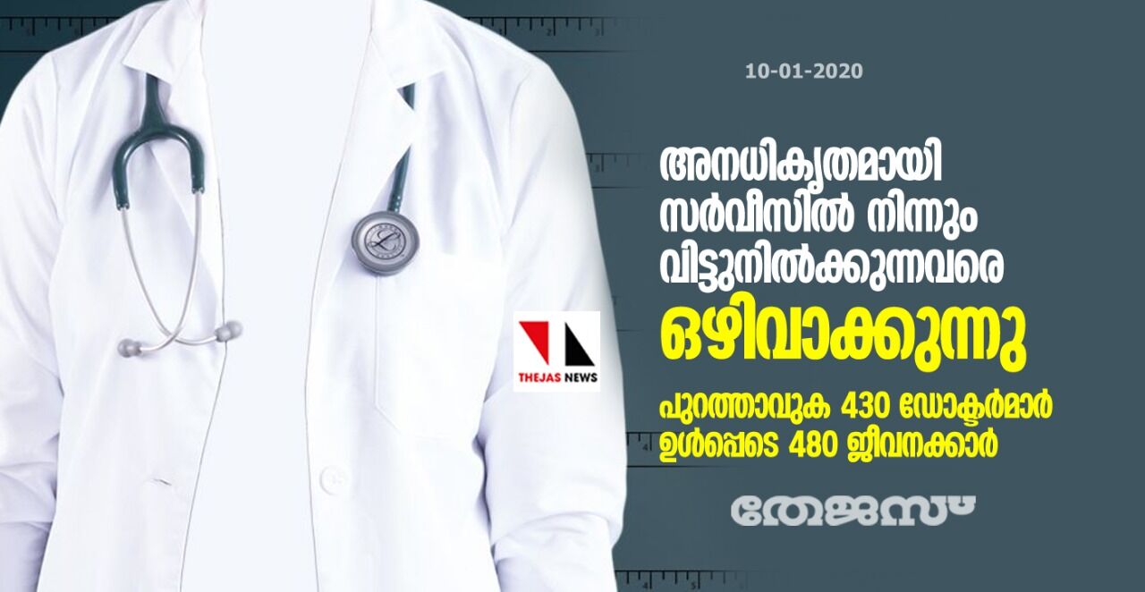 അനധികൃതമായി സര്‍വീസില്‍ നിന്നും വിട്ടുനില്‍ക്കുന്നവരെ ഒഴിവാക്കുന്നു