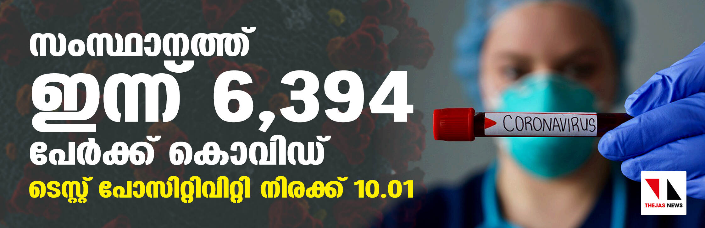 സംസ്ഥാനത്ത് 6,394 പേര്‍ക്ക് കൊവിഡ്; 25 മരണം