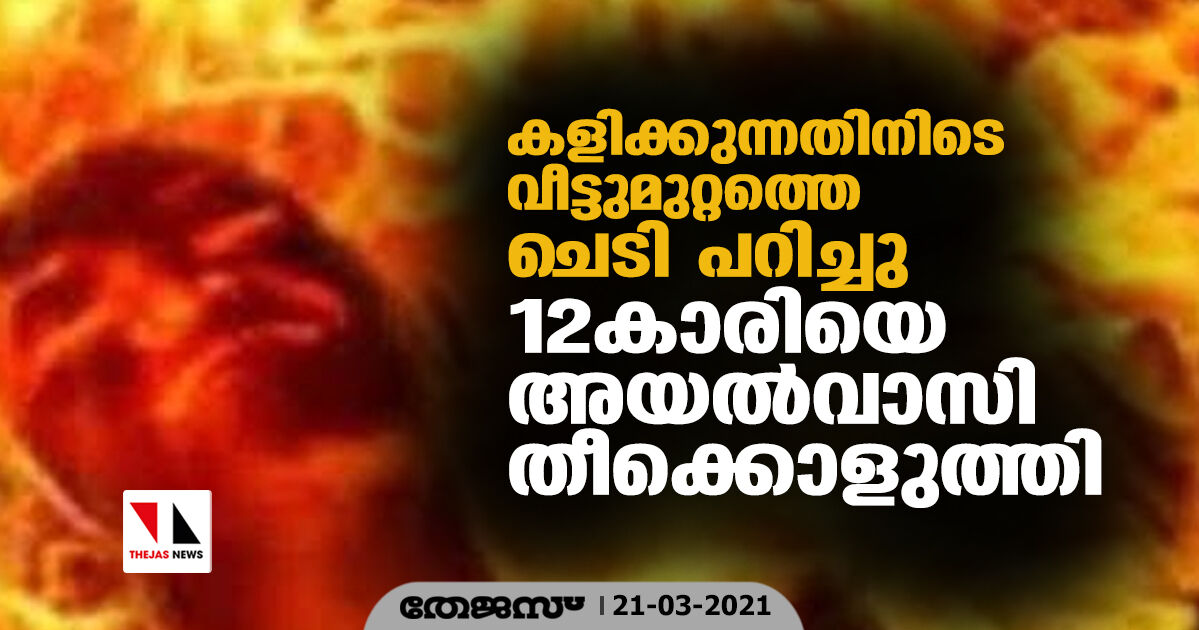 കളിക്കുന്നതിനിടെ വീട്ടുമുറ്റത്തെ ചെടി പറിച്ചു; 12കാരിയെ അയല്‍വാസി തീക്കൊളുത്തി