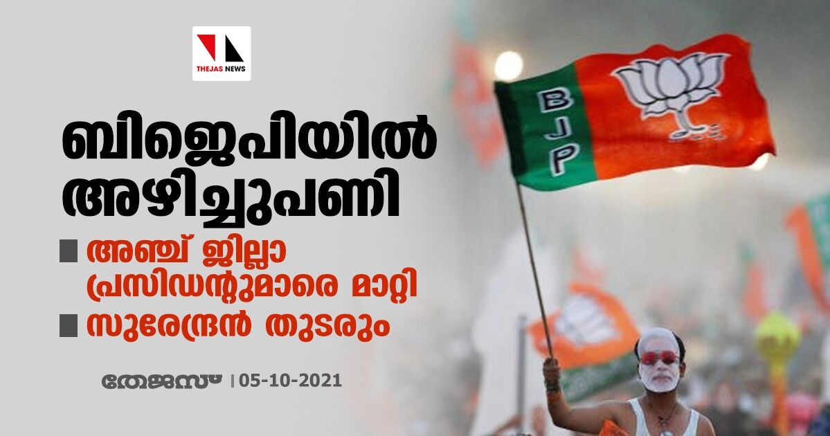 ബിജെപിയില്‍ അഴിച്ചുപണി: അഞ്ച് ജില്ലാ പ്രസിഡന്റുമാരെ മാറ്റി; സുരേന്ദ്രൻ തുടരും