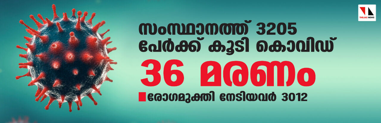 സംസ്ഥാനത്ത് ഇന്ന് 3205 പേര്‍ക്ക് കൊവിഡ്;   മരണം 36