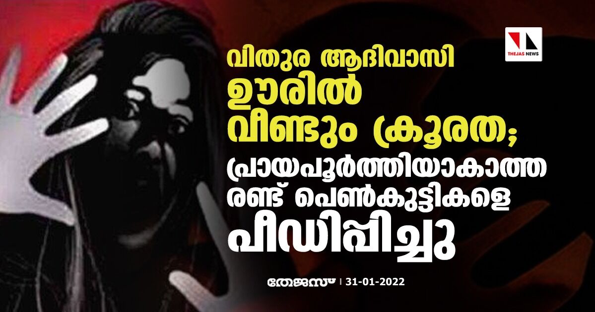 വിതുര ആദിവാസി ഊരില്‍ വീണ്ടും ക്രൂരത;   പ്രായപൂര്‍ത്തിയാകാത്ത രണ്ട് പെണ്‍കുട്ടികളെ പീഡിപ്പിച്ചു