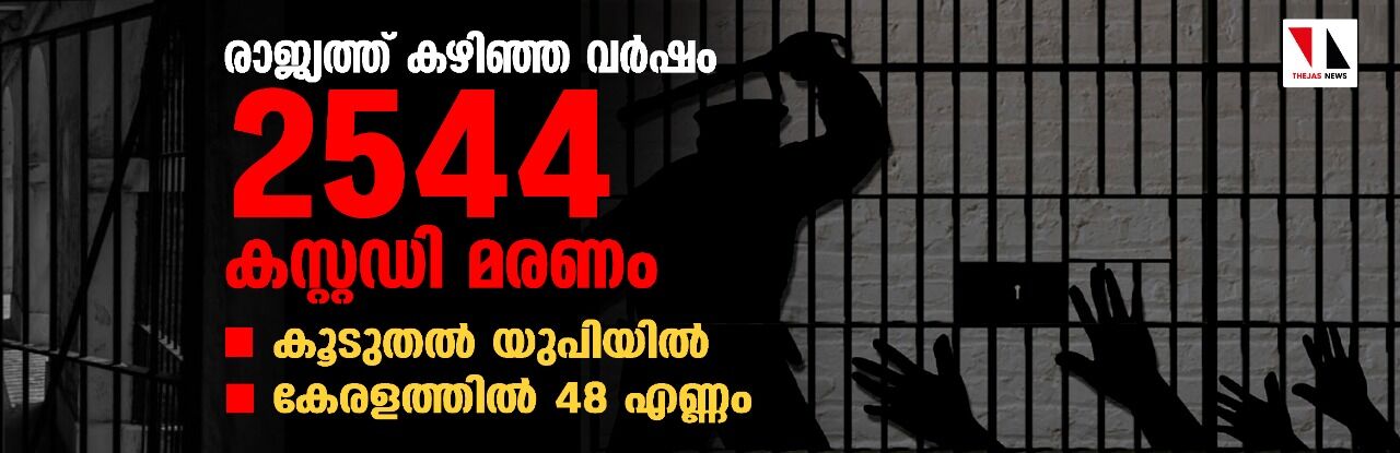 രാജ്യത്ത് കഴിഞ്ഞ വര്‍ഷം 2544 കസ്റ്റഡി മരണം; കൂടുതല്‍ യുപിയില്‍; കേരളത്തിൽ 48 എണ്ണം