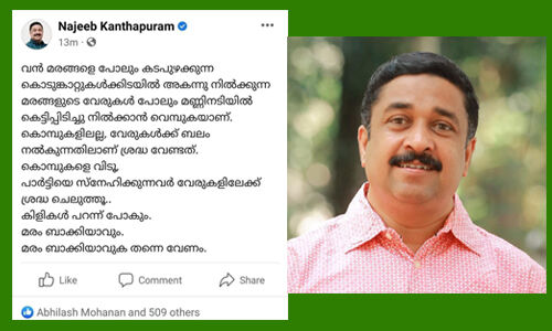 ലീഗിലെ വിഭാഗീയത: വേരുകളിലേക്ക് ശ്രദ്ധിക്കൂവെന്ന് പോസ്റ്റ്; വിവാദമായതിന് പിന്നാലെ പോസ്റ്റ് മുക്കി നജീബ് കാന്തപുരം