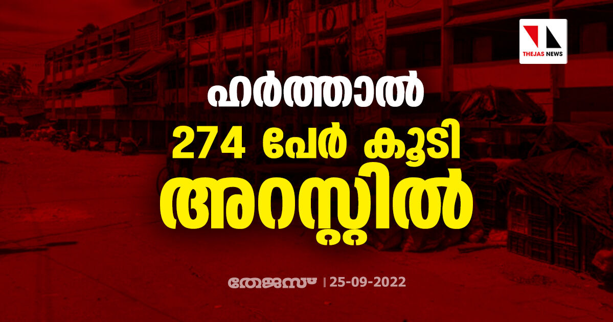 ഹര്‍ത്താല്‍: 274 പേര്‍ കൂടി അറസ്റ്റില്‍